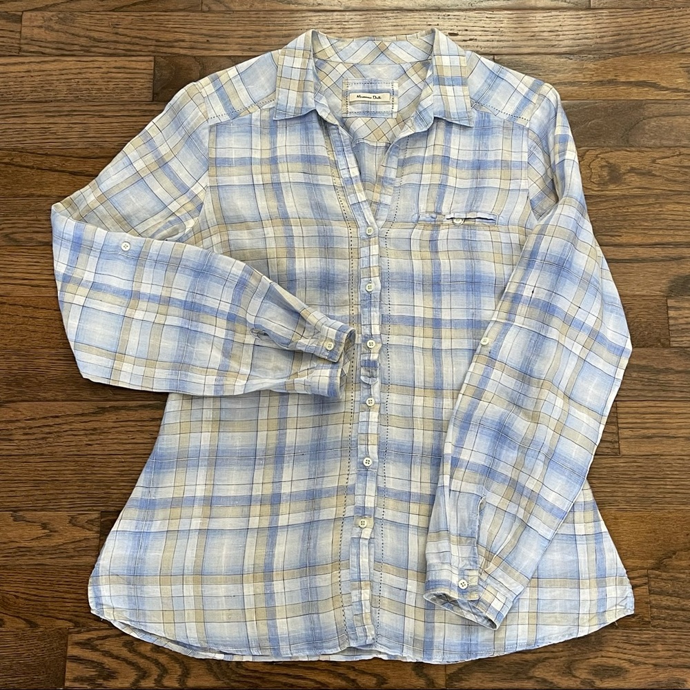 NEW‼️Massimo Dutti-ZARA cotton linen women striped button down shirt sz M